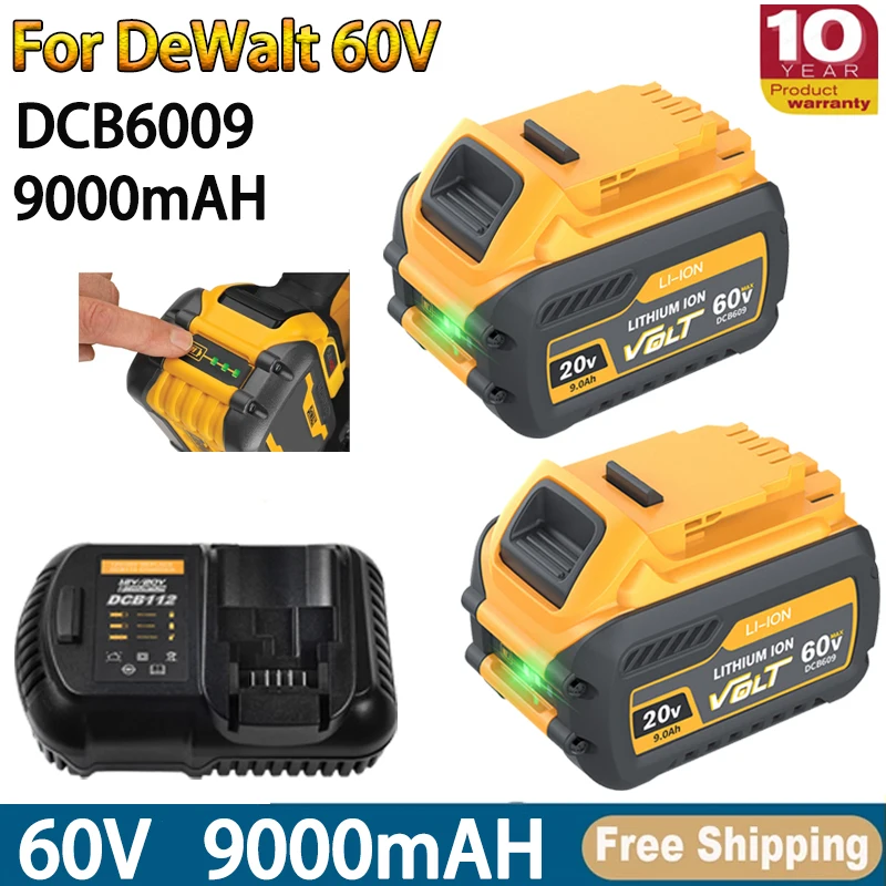 

DCB200 For Dewalt 60V DCB606 9000mAh 20V MAX Li-ion Battery DCB609 DCB205 DCB204 DCB206 DCB209 DCB182 For Dewalt 20V Power Tools