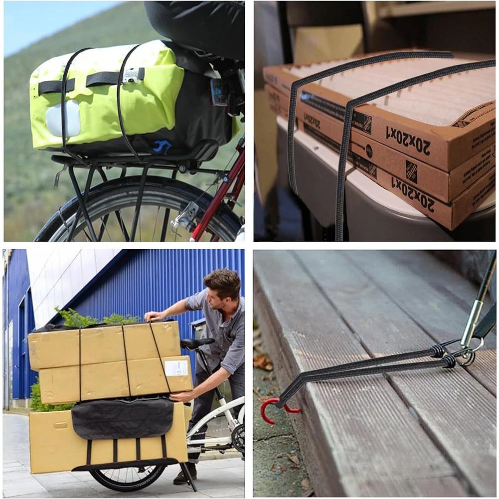 10 Pcs Bungee Cords with Hooks Heavy Duty Outdoor Elastic Bungee Straps Includes 30cm 60cm 100cm for Bikes Camping Outdoors