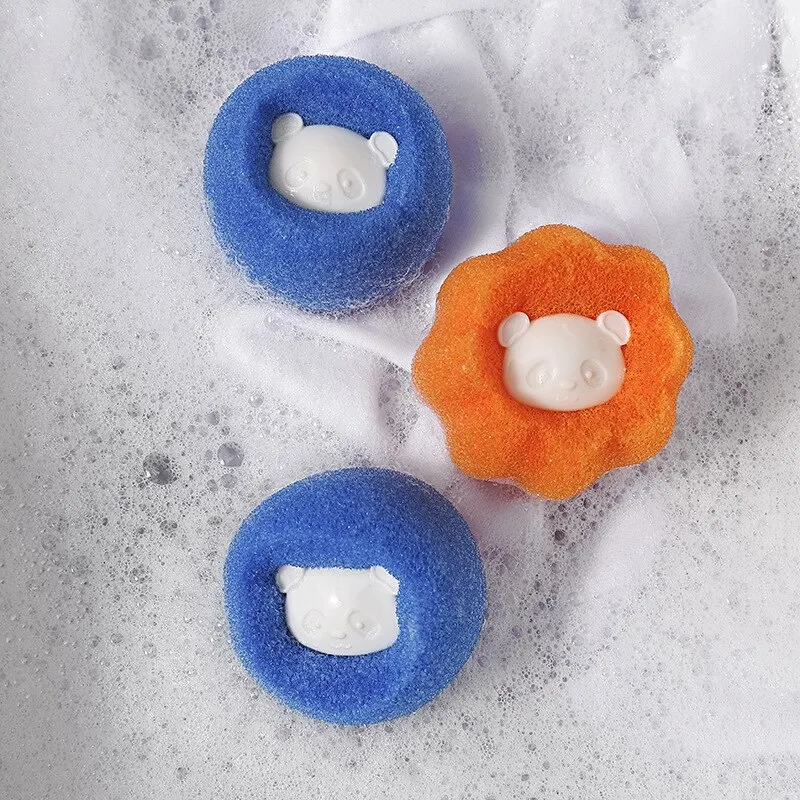 Washing Balls Washing Machine Sponge Cleaning Anti Twinning Cleanable Adsorbable Hair Cartoon Xiong Decontaminating