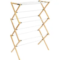 Clothes Drying Rack, Stabile Wood Frame with Slanted Feet, 23.8 Feet of Hanging Space, Ready to Assemble, Flat Top, Natural 1