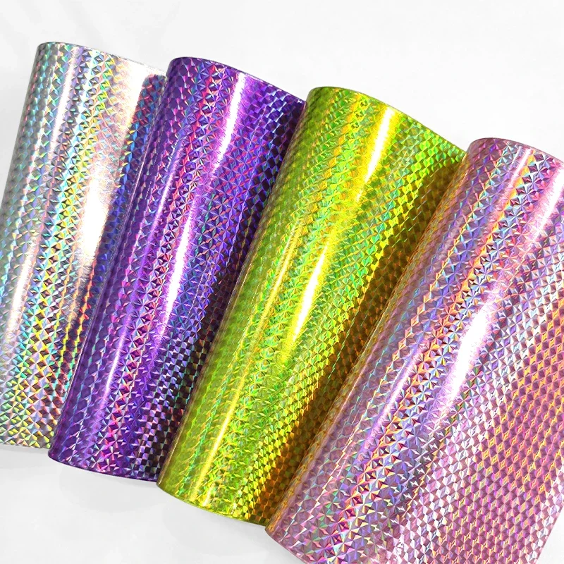 

Holographic Gloss Leather Fabric PU Synthetic Faux Leather Roll Sewing for Bow Earring Craft DIY Handmade Material 46*135CM