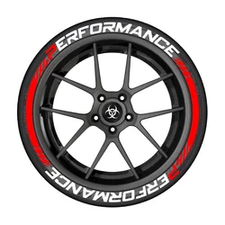 8-Piece 3D Tire Wheel Performance Stickers Set - Universal One-Piece Auto Letter Decals (PM R stripes)