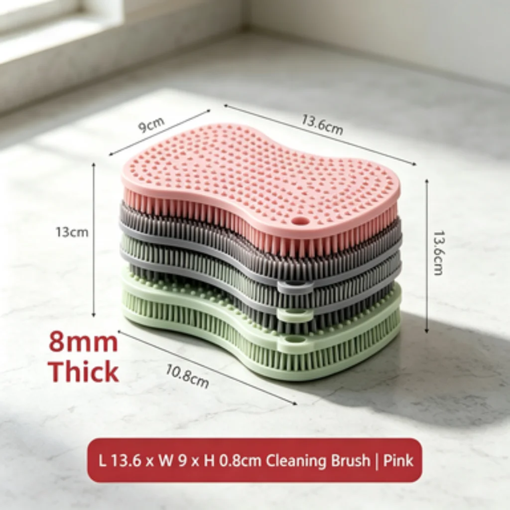 Versatile Silicone Kitchen Scrubber and Soft Cup Cleaner