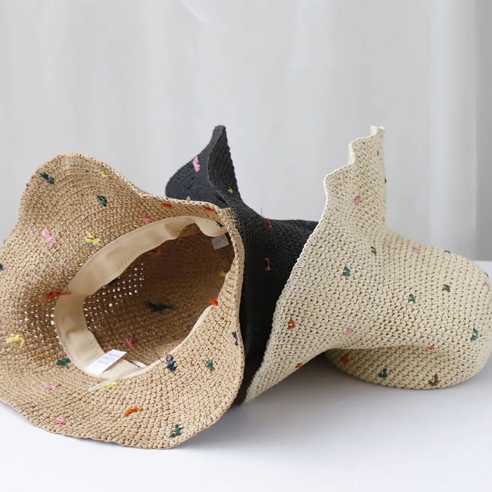 2025 NEUE Frauen Sonnenhut Breite Große Krempe Strand Hüte Frauen Sommer Stroh Hut Faltbare Sonnenhut Chapeau Femme Strand UV Schutz Kappe – Detail 8