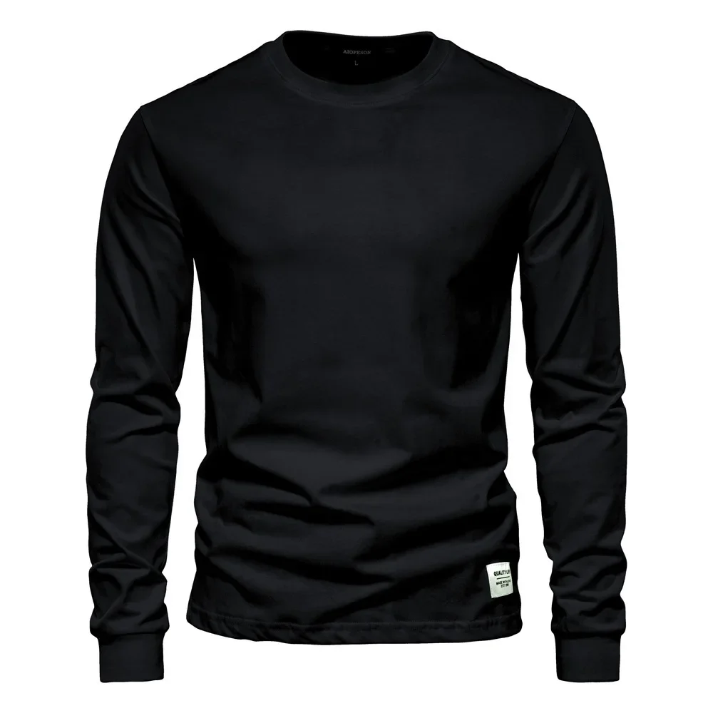 Casual Pure Cotton Long Sleeve Men's T-shirt care instructions