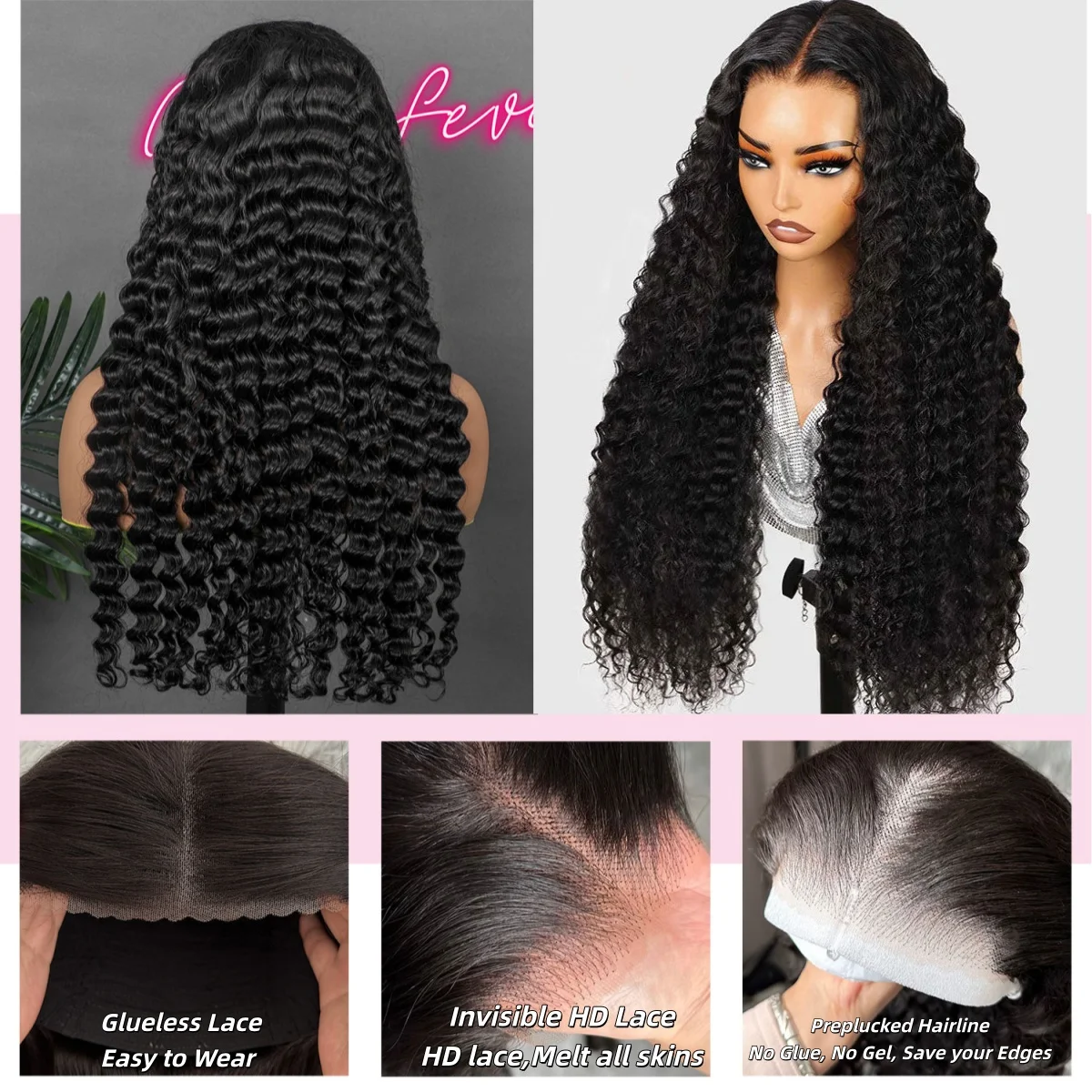13x6 HD Lace Burmese Curly Deep Wave Human Hair Wig Glueless Curly Lace Front Human Hair Wigs for Woman 5x5 HD Lace Closure Wig 4