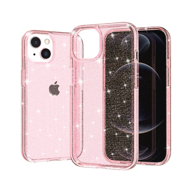 thumbnail image 1 of Funda protectora súper dura de 6 pies transparente con purpurina para iPhone 16 15 Pro Max 14 13 12 11 XR X 8 7 6 Plus SE2 Funda brillante, 1 of 5