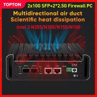 Topton Intel 3 N355 N305 N150 N100 Soft Router 12th Gen Firewall Mini PC 2x10G SFP+ 2xi226-V 2.5G 2xNVMe DDR5 NAS Server Proxmox 1