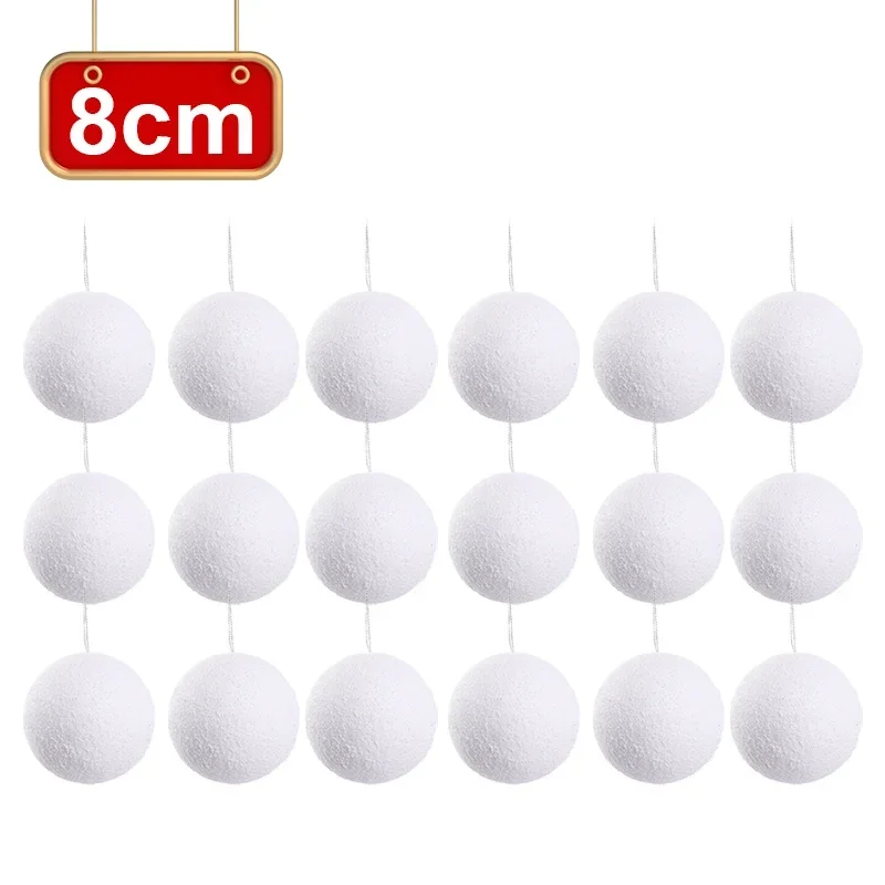 thumbnail image 1 of 54/6 piezas de bolas navideñas de espuma blanca para colgar en el árbol de Navidad, adornos colgantes para bodas, fiestas de Año Nuevo, suministros de decoración del hogar, 1 of 5