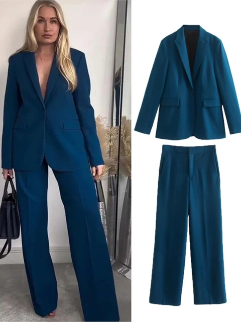Women Spring Fashion Solid Pants Suit Long Sleeve Suits With