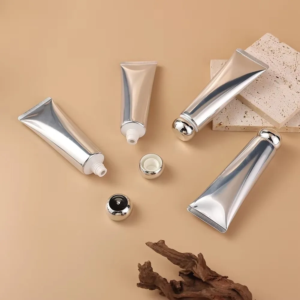 50ml Squeeze Tubes Refillable Empty Cosmetic Containers Plastic Gold Silver Squeezable Bottle