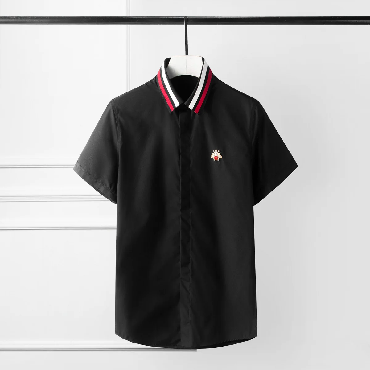 

High Quality Luxury Jewelry New Men'S Casual Short-Sleeved Shirt Neckline Stripes Men'S Shirtgood