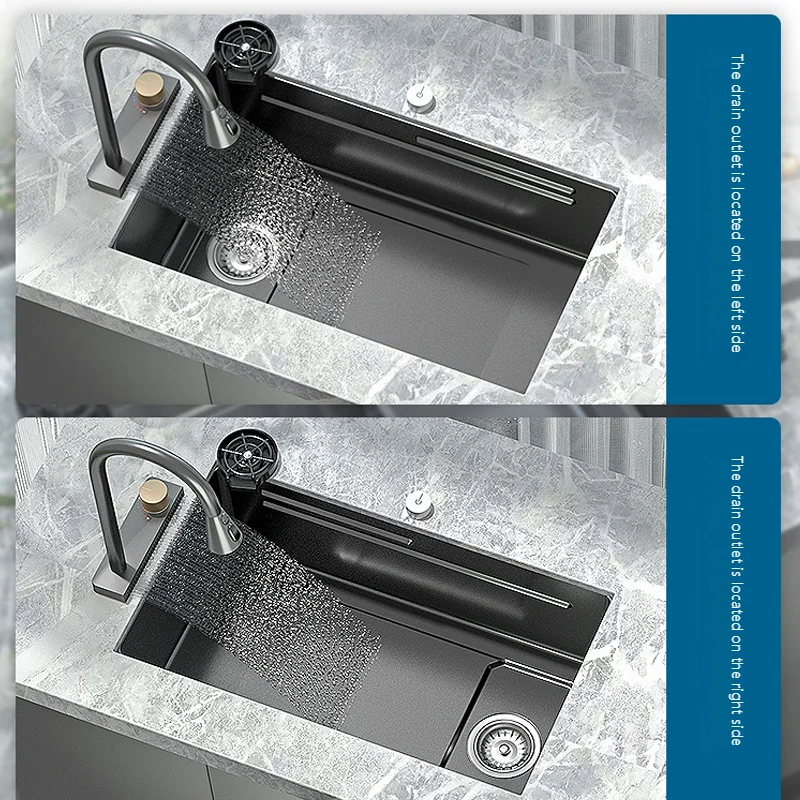 Stainless Steel Kitchen Sink With Faucet Large Single Slot Multifunctional Household Dishwashing Undermount Basin 5