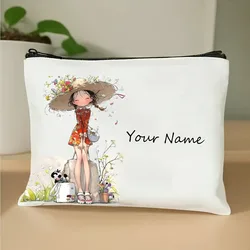 Korean - Style Anime Girl Makeup Bag - Customizable Name Beauty Case, Durable Travel Organizer, Chic Gift Pouch - 18x25cm 1PC (Anime Girl H)