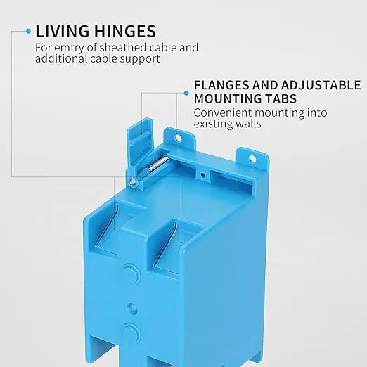 1/2/3-Gang PVC Old Work Retrofit Standard Switch/Outlet Wall Electrical Box,Non-Metallic 1/2/3 Gang Junction Box,Blue New Work