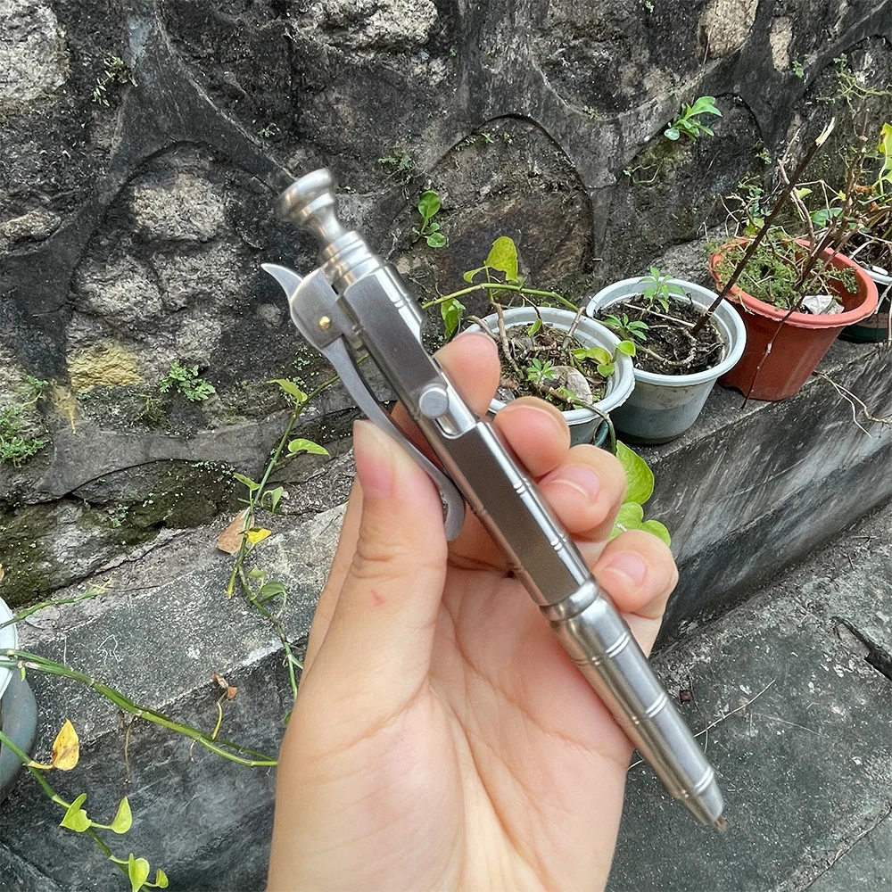 

Outdoors Writing Tools EDC Stainless Steel Bamboo Model Tactical Pen Handmade Bolt Ballpoint Pen