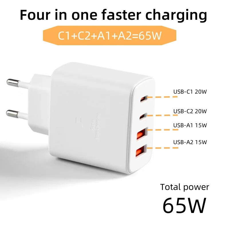 High-Power 65W Fast Charger with 1.5-Meter Type-C Cable
