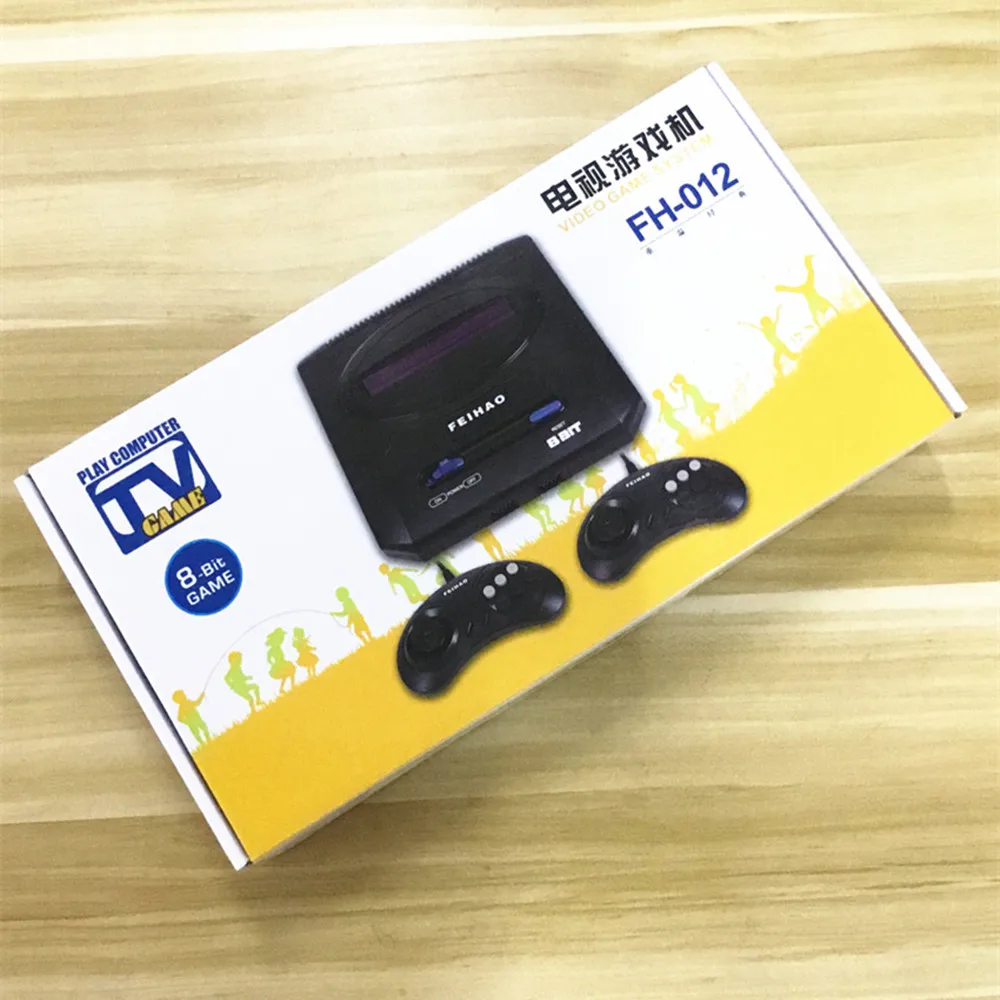 NEW 8 bit FH-012 Retro TV Video Game Console for FC/Dendy Games with Two Gamepads support yellow game cartridge