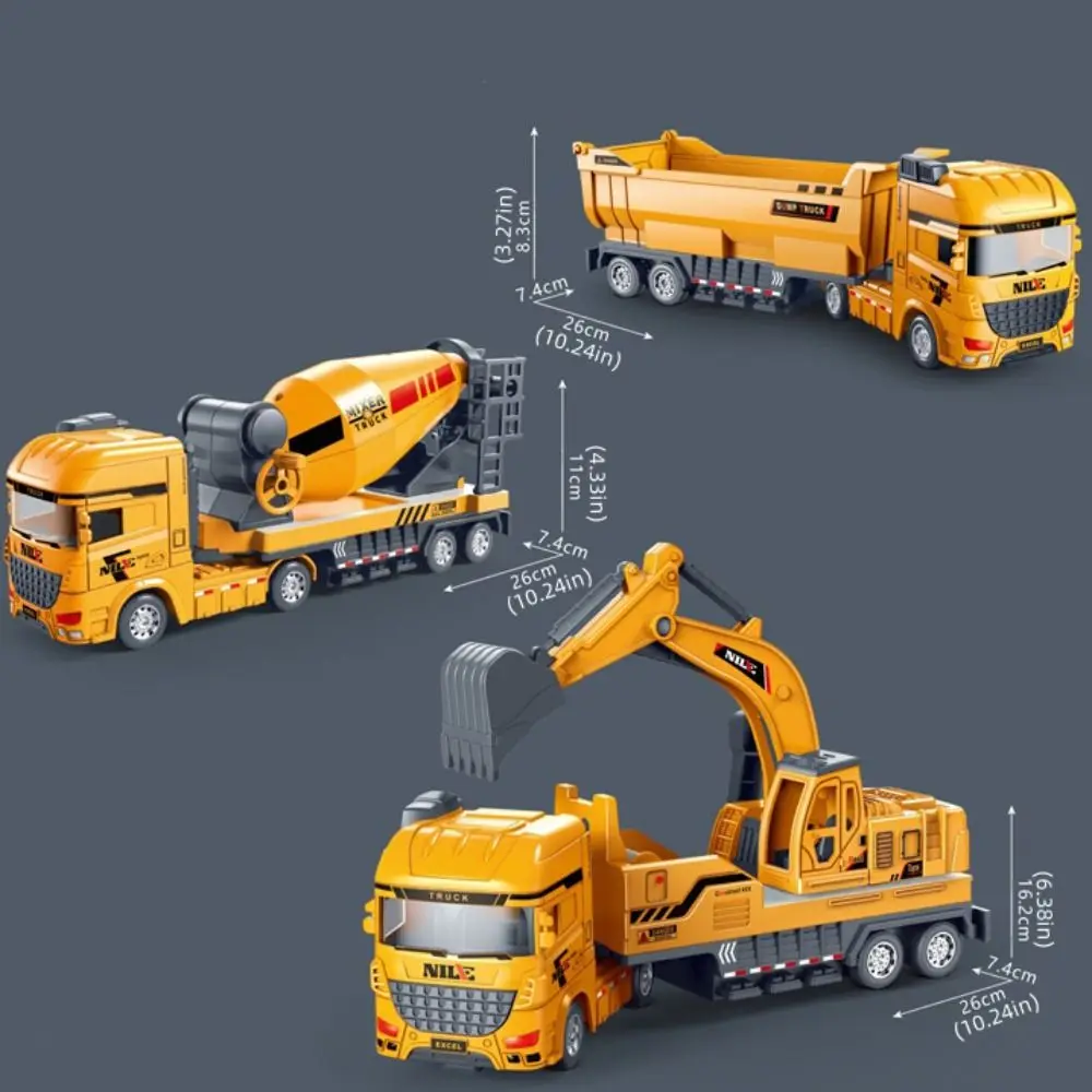 Enhanced Simulation Engineering Construction Vehicle Toy - 1:50 Scale Excavator & Mixer Truck Model