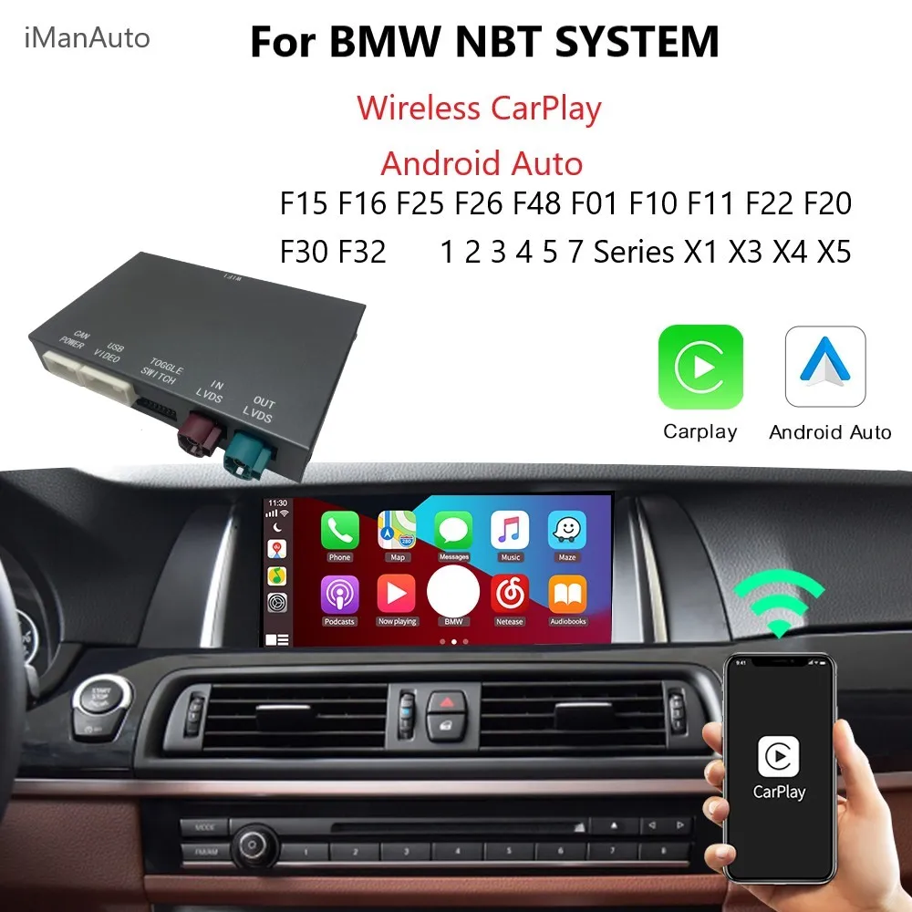 

Wireless Apple Carplay Android Auto Interface for BMW NBT F10 F11 F15 F20 F30 2013-2017 Airplay Mirrorlink Rear Camera Car Play