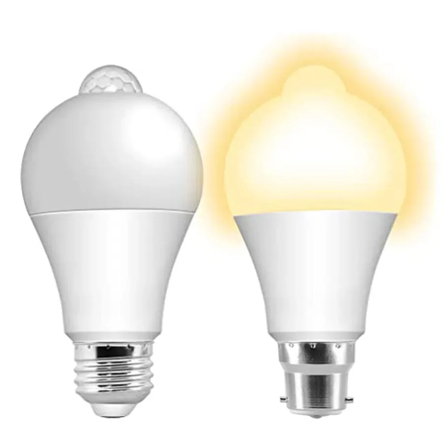 Security Led Light Bulb Motion Sensor E27 E26 B22 12W 85-265V Movement Activated Dusk to Dawn Lamp For Porch Garage Hallway