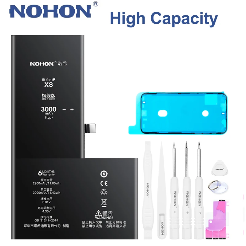 Nohon Ad Alta Capacità Per Iphone X 6S 7 6 8 Plus 11 12 Pro Max Mini Bateria Per Batterie Di Ricambio Per Iphone Xs 5S 5C Con Strumenti