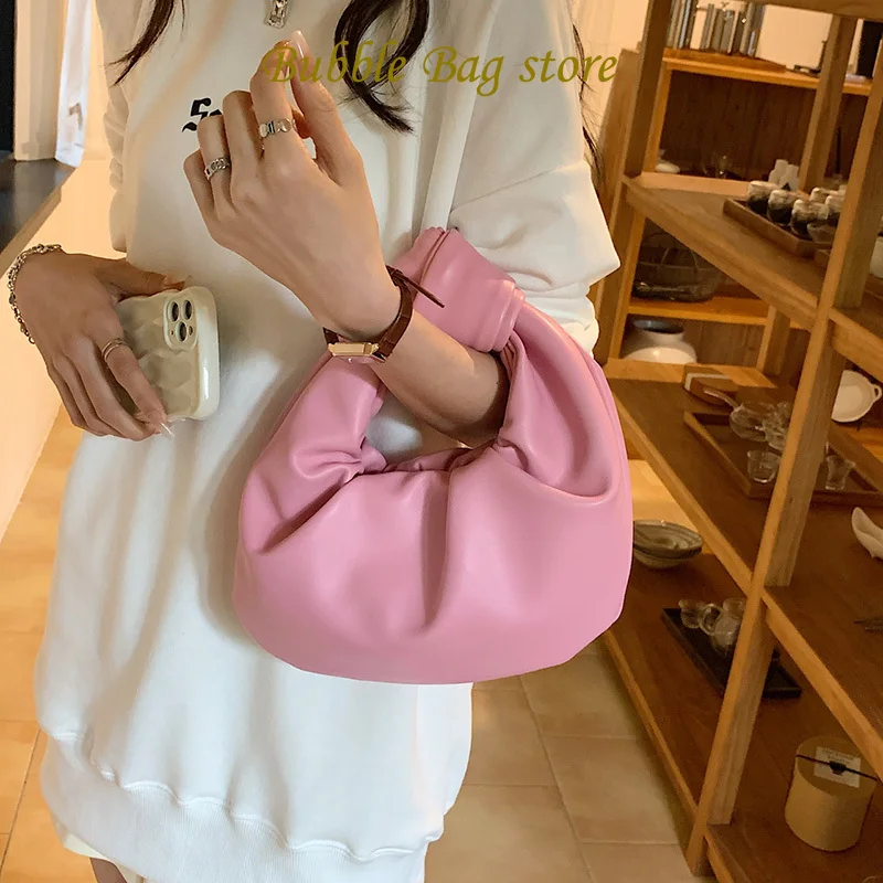 

2024 INS Women Small Handbag Shoulder Bags Party Clutch Satchel Ladies Pu Leather Messenger Bags Fashion Ruched Crossbody Bags
