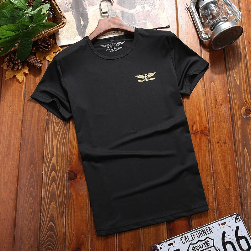 men's short sleeve button down shirts 5XL Men's Summer Fashion New Military T-shirt Green Black Clothes Men's Youth Solid Color Top Pure Cotton Male Cargo Clothing short sleeve button up