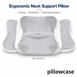 Ergonomic Memory Foam Neck Pillow with Orthopedic Support and Multi - Color Pillowcase - No plug (LIght - Grey - pillowcas)