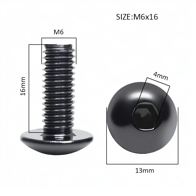 Black Stainless Steel Flat Head Hexagon Socket Screws Bolts M6 M5 10pcs for Car Motorcycle Moped Scooter Tail Plates