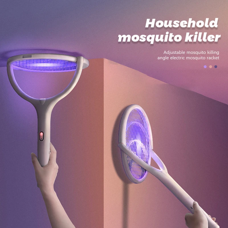 

5 in1 Mosquito Swatter Angle Adjustable Electric Mosquito Trap Racket Anti Insect Bug Zapper USB Mosquito Racket Rechargeable