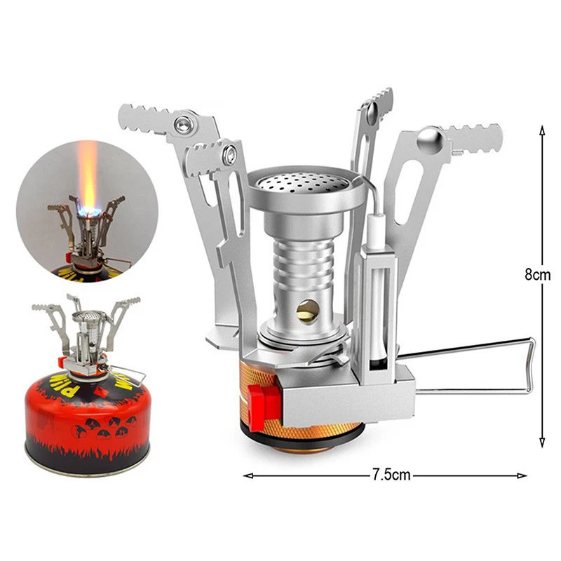Gas Cooker Portable Outdoor Camping Aluminum Alloy Ultra Light Picnic Cooking Camp Stove Survival Furnace with Box