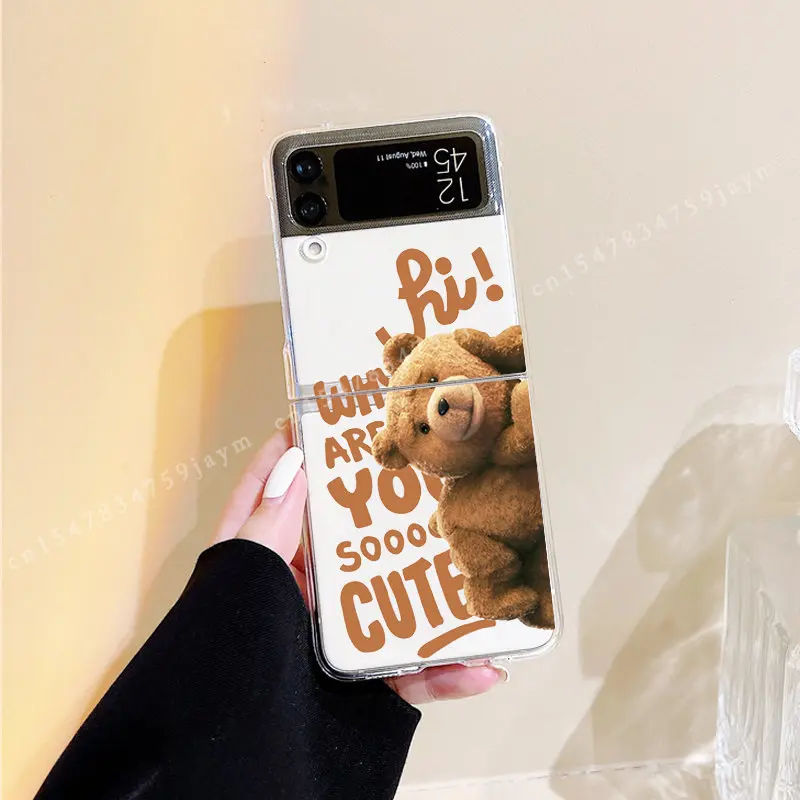 Cartoon Teddy Bear Couple Transparent Hard Phone Case - Fashion Brand Cover