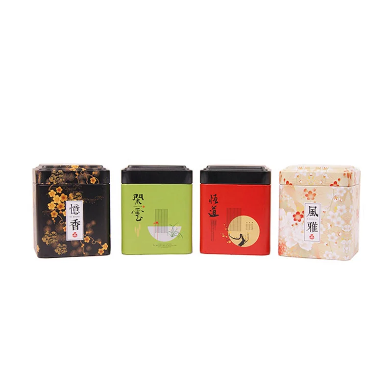 Tea Sealed Box Kitchen Storage Container Jar Tin Square Can Candy Iron Canister Vintage Tea Box tea tin box tea canister