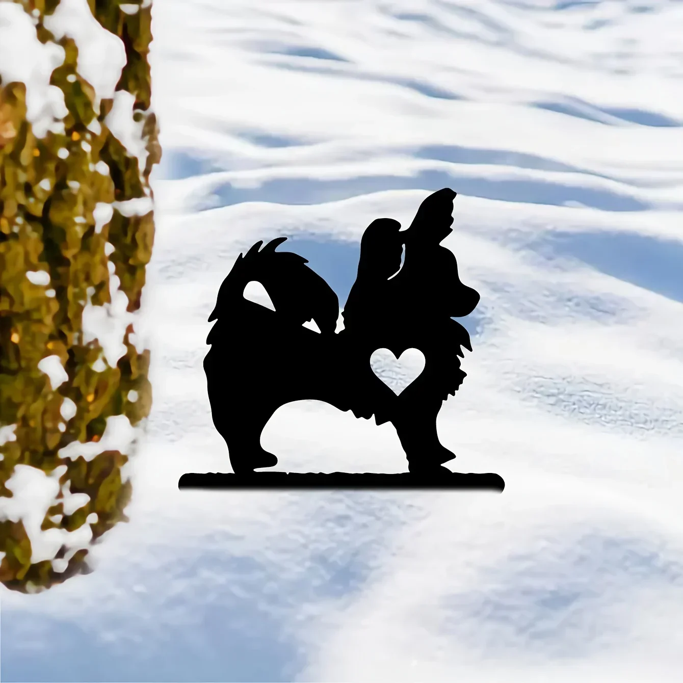 

CIFBUY Decoration Beautiful Pomeranian Dog Garden Decor Stake Art Silhouette Metal Yard Sign Courtyard Garden Outdoor Decoration