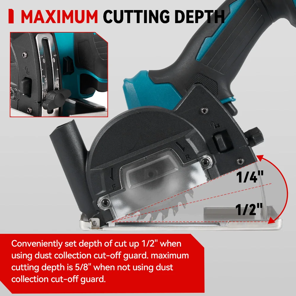 Angle Grinder ONEVAN Brushless Angle Grinder 76mm Speed Variable Cordless Electric Circular Saws Cutting Power Tool for Makita 18V Battery Pin