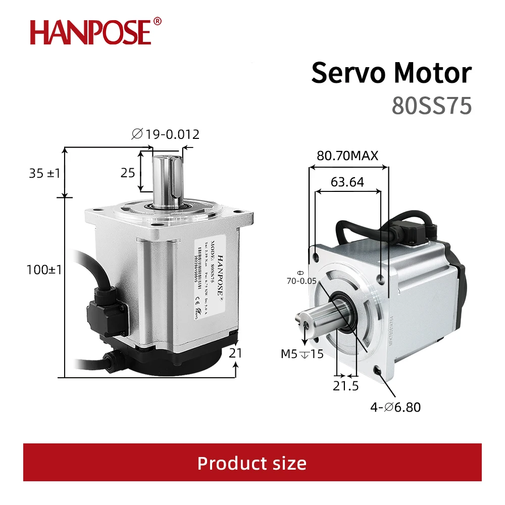 750W AC Servo Motor Kit 80SS75 5.0A 2.39N.m And ASD275 Servo Drive AC200-240V+3M Encoder Cable For Medical Machinery Accessories