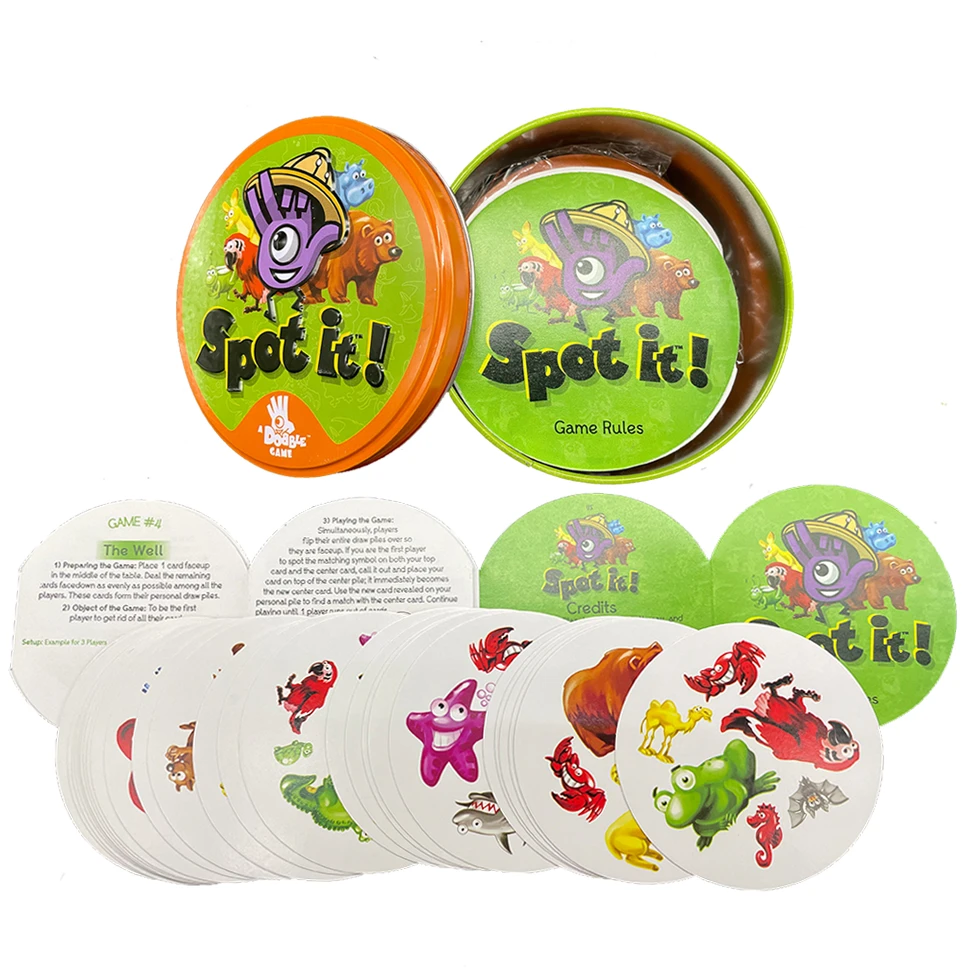 Animals Jr Card Game SPOT Playing Dobble Card Game High Quality Toy Iron  Box Go Camping Hip Board Games Gift Alphabet Holidays| | - AliExpress