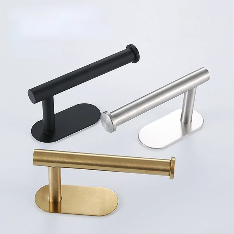 Paper Towel Holder Paper Towel Rack Kitchen Bathroom Roll Paper Rack Storage Hook Stainless Steel No Punching
