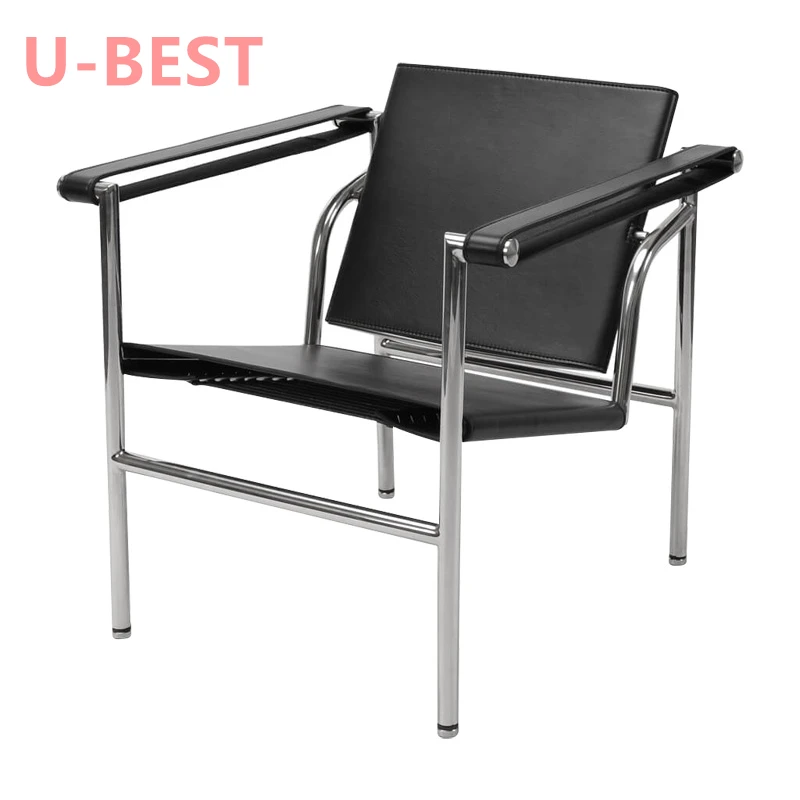 U-Best Design Unico Le Corbusier Inclinazione Pu Leather Bracciolo In Acciaio Inossidabile Poltrona Basculant Lc1