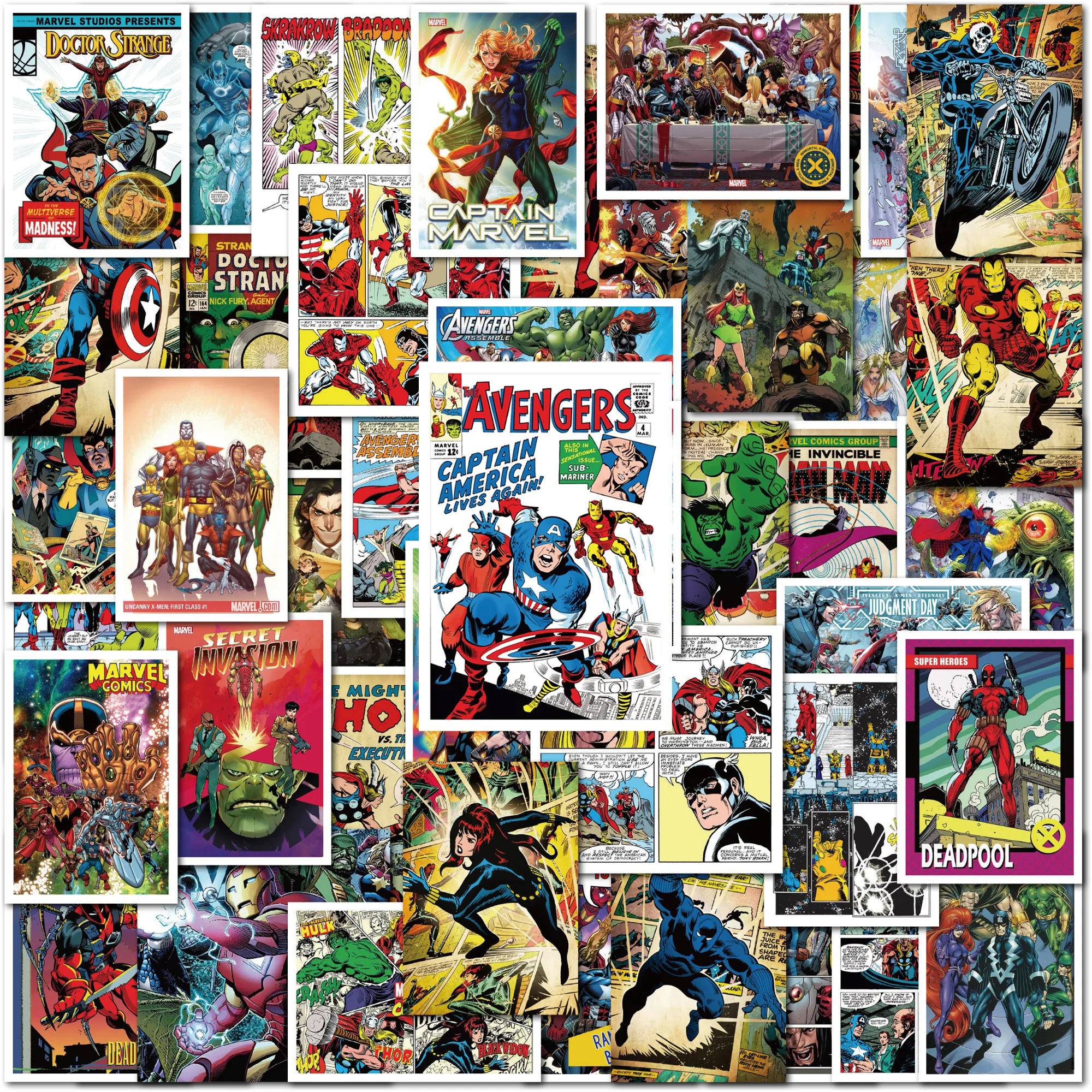 10/50Pcs Disney Marvel Decal Stickers Evengers Spiderman Captain America Ironman Loki Hulk Vinyl Sticker Laptop Suitcase Phone