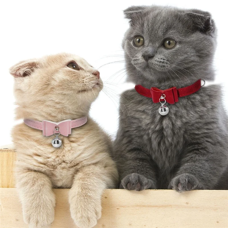 Cute Cat Collar Small Puppy Cat Collars Velvet Bow Kitten Cat Collar