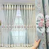 2025 New European Cloth Curtain+Voile Curtains Double Layered Window Curtain Embroidered Pink Flowers Blackout Drapes Home Decor 1