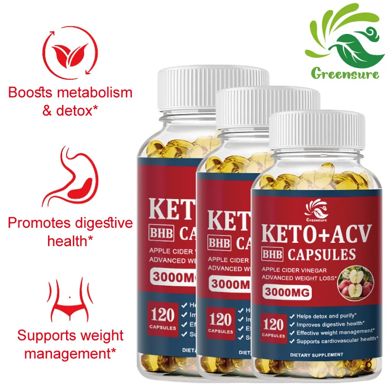 Greensure Keto Apple Cider Vinegar Capsules ACV with Apple Cider Keto Supplements, Flavor Formula for Men & Women