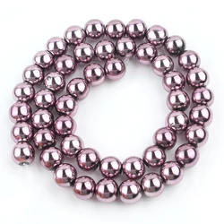 Rose Gold Hematite Round Beads for Jewelry Making and DIY Accessories (Pink Purple)