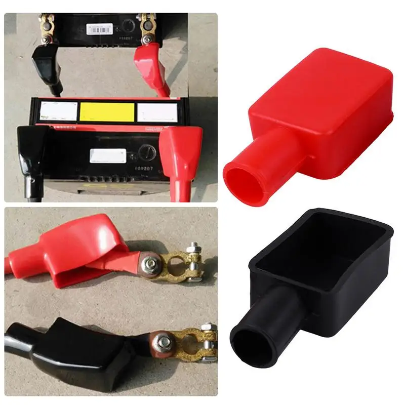 Terminal Covers 2Pcs Universal Car Battery Terminal Cap Negative Positive Protector Replacement Parts Car Batteries Accessories