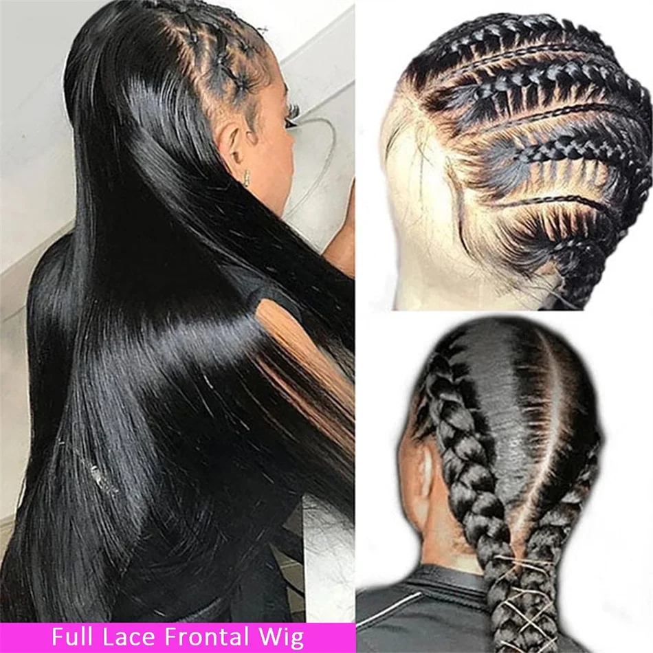Real Full Lace Wigs Human Hair Straight HD Transparent Lace Wigs For Black Women 180 Density Natural Black Color Remy Hair