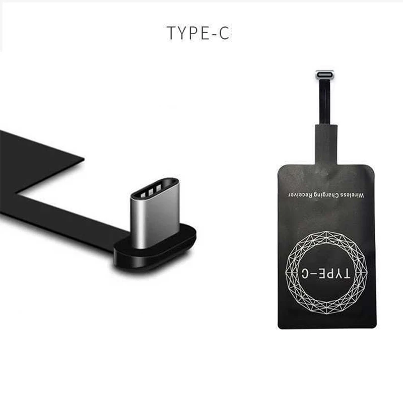 Lightweight Qi Wireless Charging Receiver For Samsung Huawei Xiaomi Universal Micro USB Type C Fast Wireless Charger Adapter