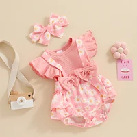Baby Girl Clothes 3 6 9 12 18 Months Newborn Ruffle Butt  Romper Daisy Overalls Jumpsuit Summer Outfit 3