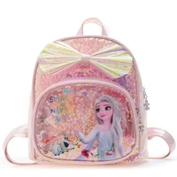 Disney Sequins Frozen Elsa Anna Backpack Fashion Glitter School Book Bag Girls Kawaii PU Leather Travel Backpack Christmas Gifts 5